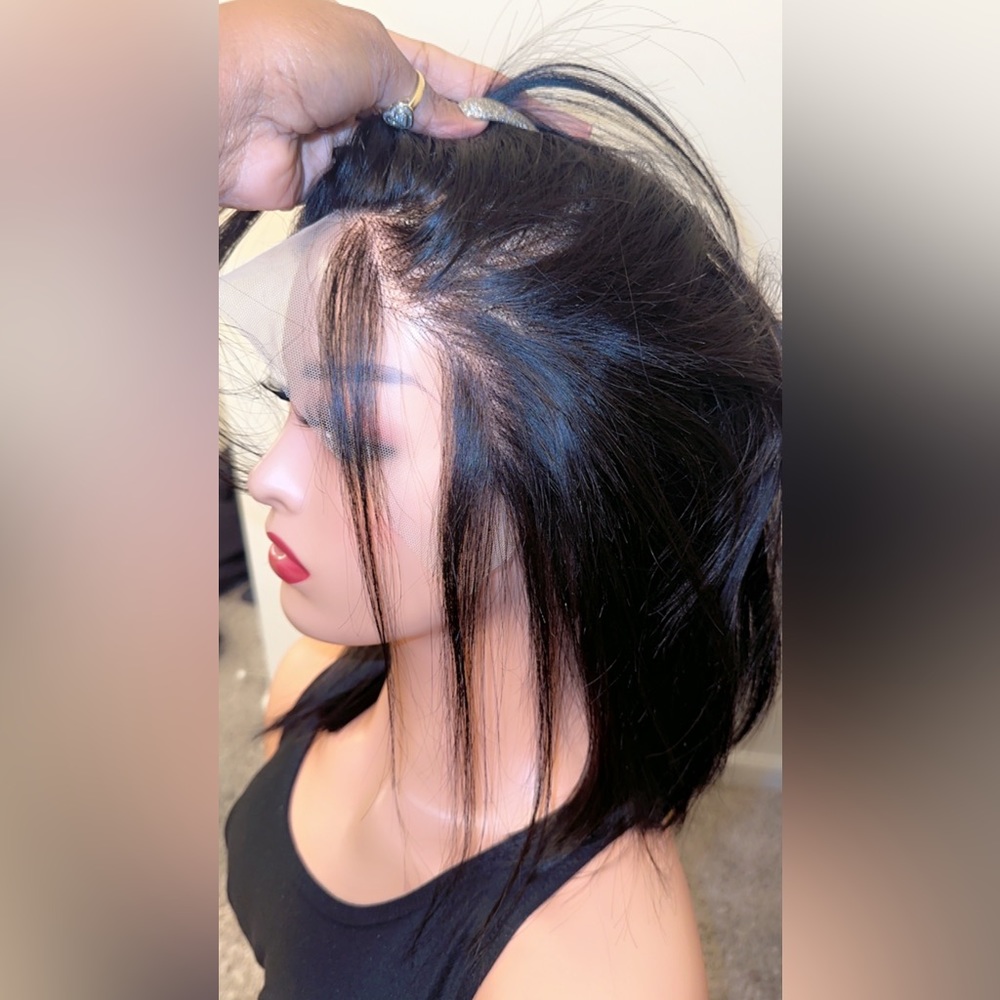 12” Human Hair Bob Wig - Picture 5 of 16